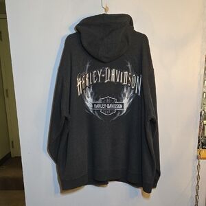 Harley-Davidson Men's Full Zip Cotton Large Logo Back Hoodie Swestshirt 3XL NWOT